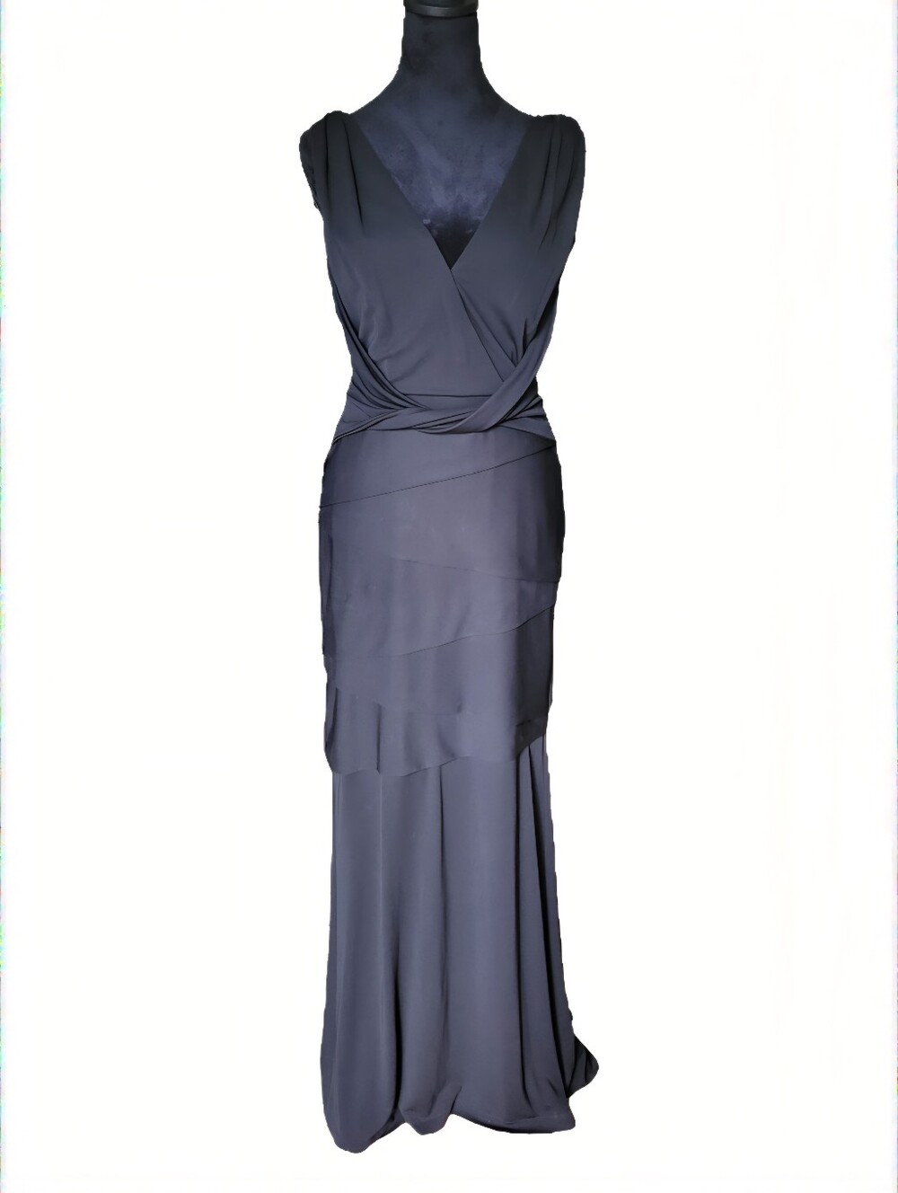 Nicole Miller Gold Label Black Sleeveless Draped Evening Gown